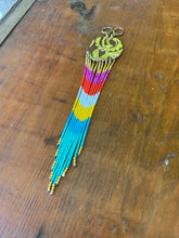 Load image into Gallery viewer, Gold leaf, leather, and fringe earrings 4623