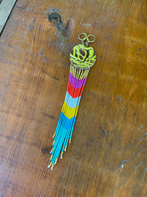 Load image into Gallery viewer, Gold leaf, leather, and fringe earrings 4621
