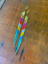 Load image into Gallery viewer, Gold leaf, leather, and fringe earrings 4627

