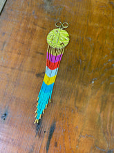 Load image into Gallery viewer, Gold leaf, leather, and fringe earrings 4624
