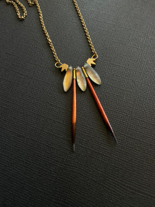 2 Quills Beaded Pendant 3985