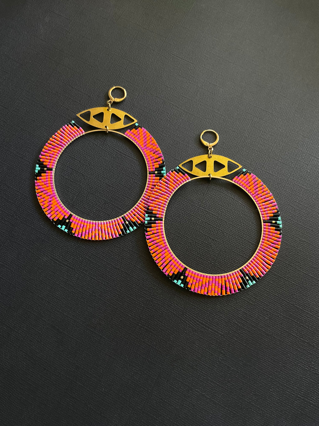 Beaded Hoop Earrings 3981