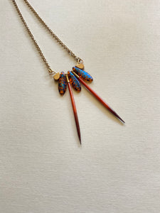 2 Quills Beaded Pendant 3986