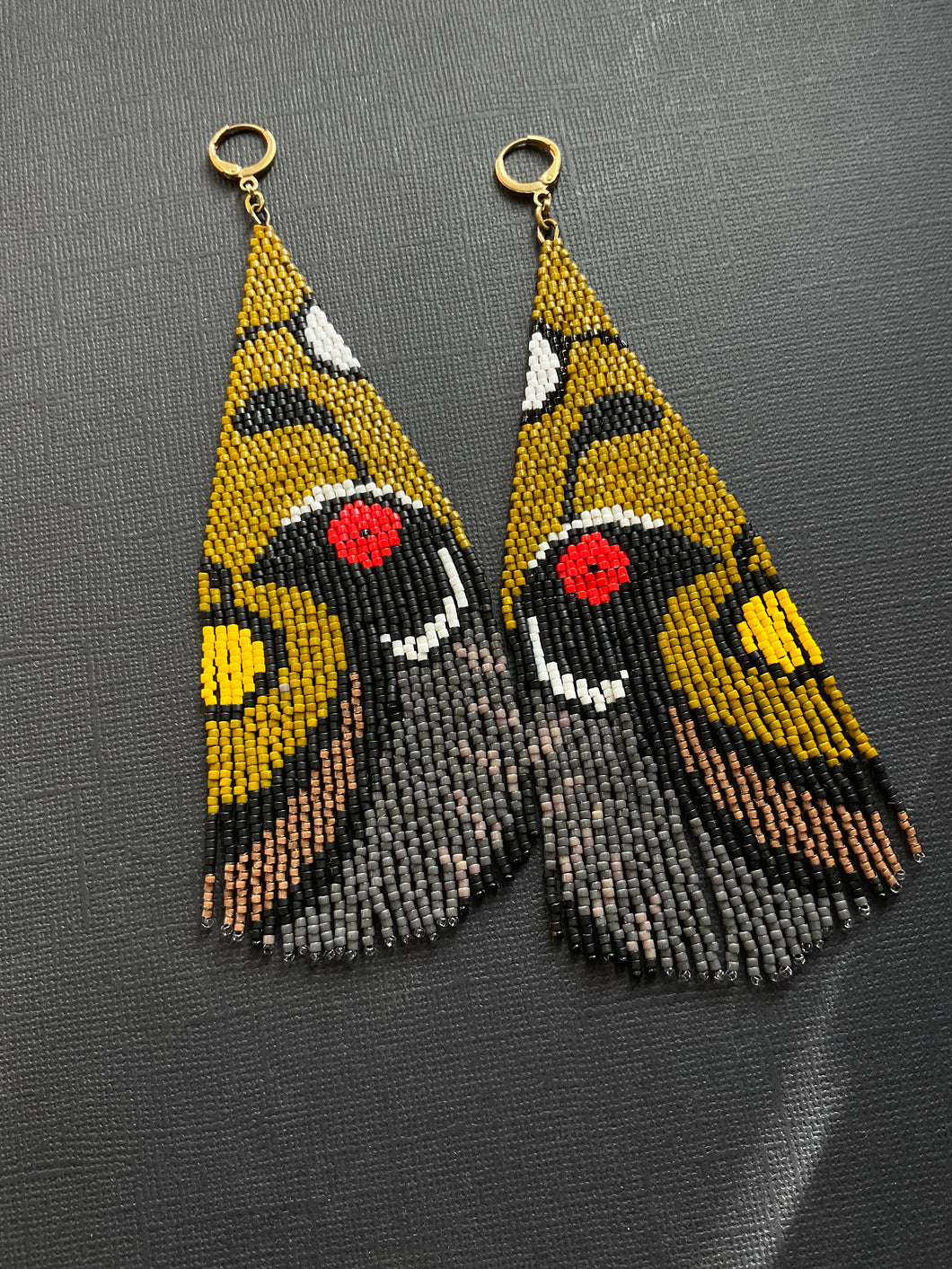 Mushkoodasa // Quail Beaded Fringe Earrings 3774