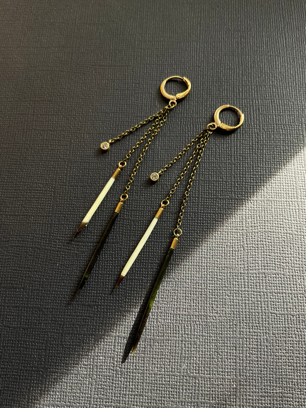 Beaded Quill Drop Earrings 3785