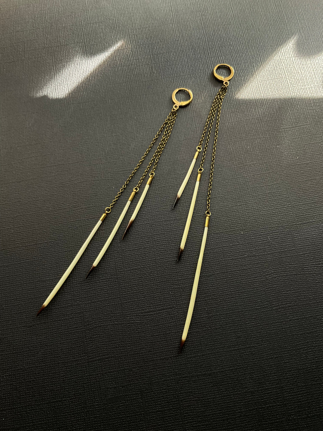 Beaded Quill Drop Earrings 3790