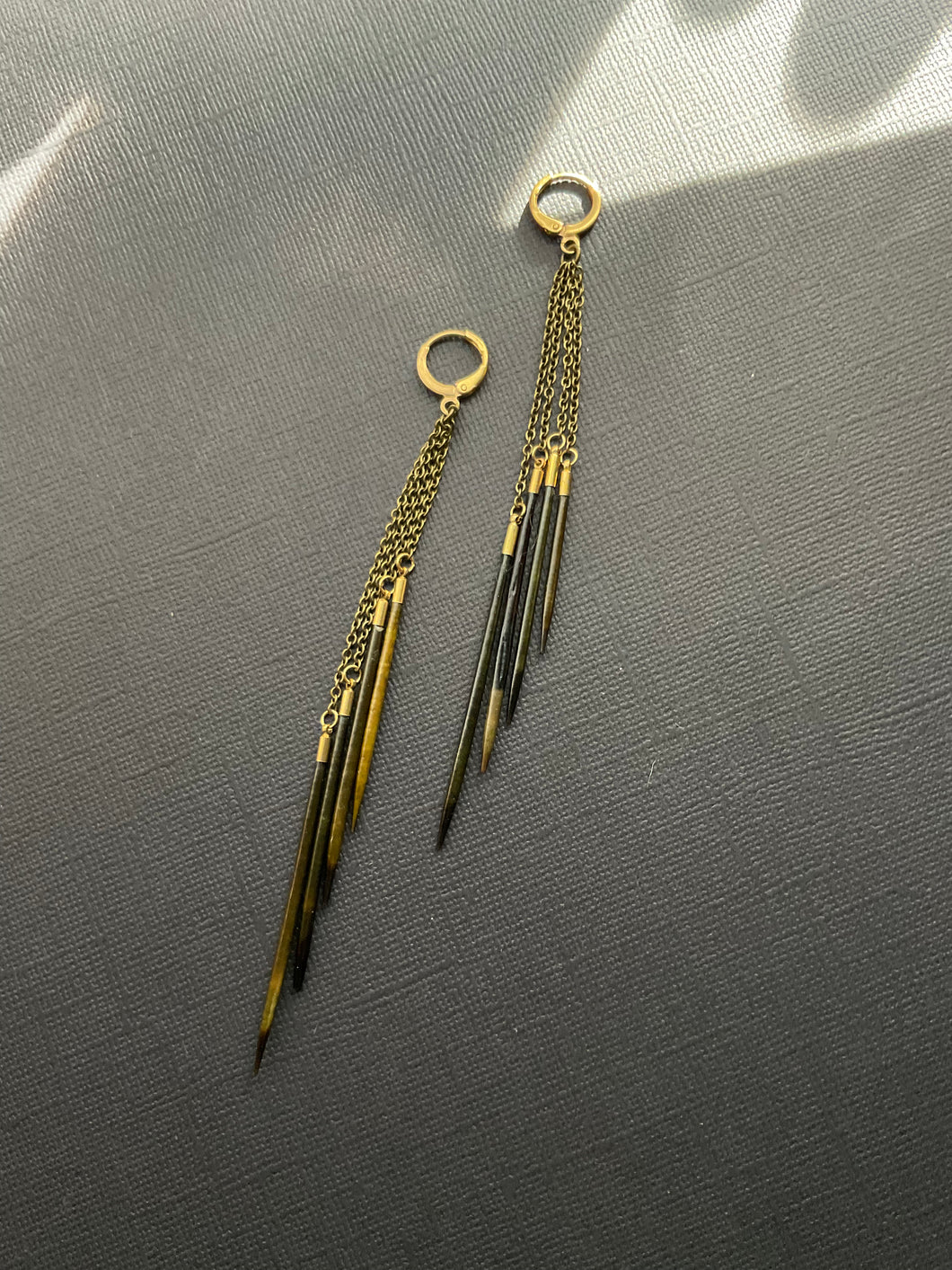 Beaded Quill Drop Earrings 3791