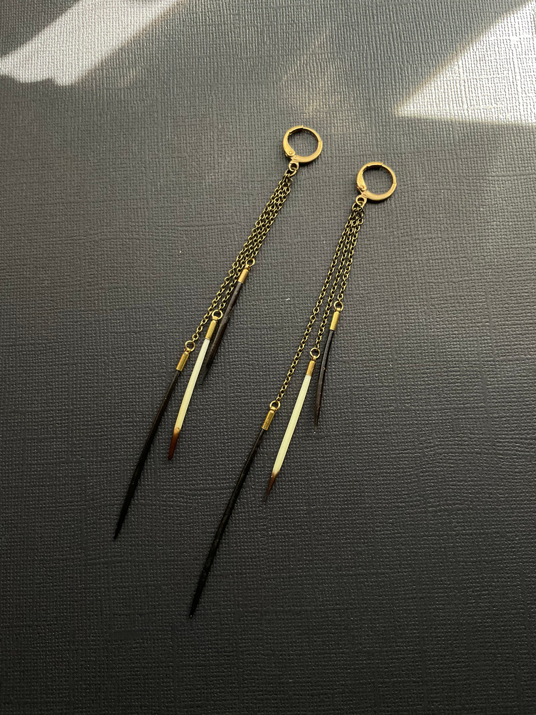 Beaded Quill Drop Earrings 3793