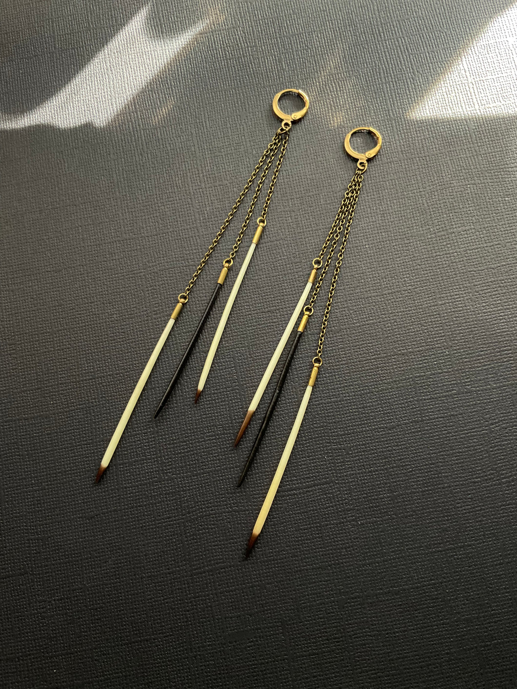 Beaded Quill Drop Earrings 3794