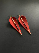 Load image into Gallery viewer, Leather &amp; Quill Drop Earrings 3829
