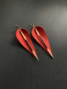 Leather & Quill Drop Earrings 3829