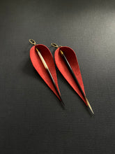 Load image into Gallery viewer, Leather &amp; Quill Drop Earrings 3830
