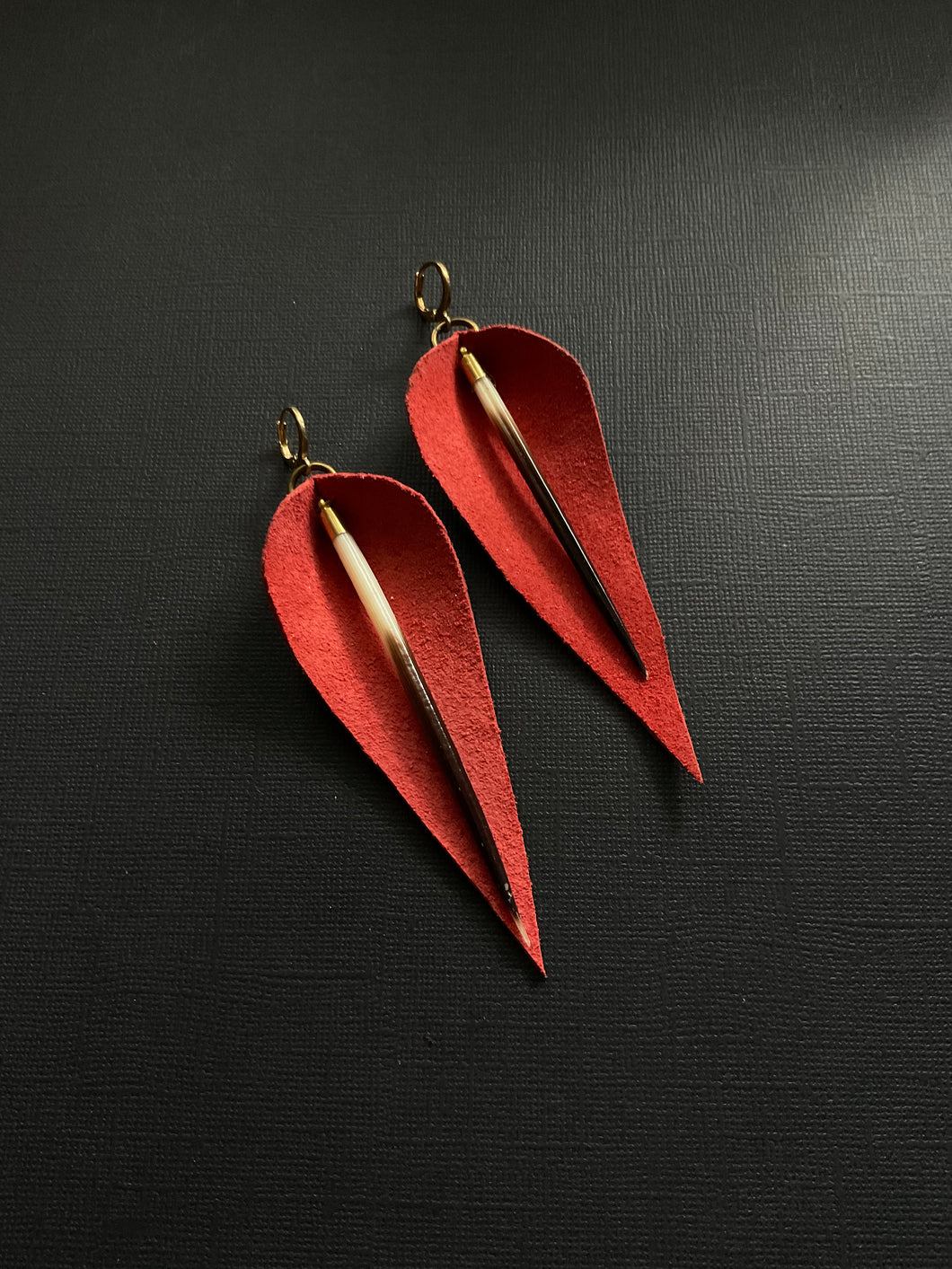 Leather & Quill Drop Earrings 3832