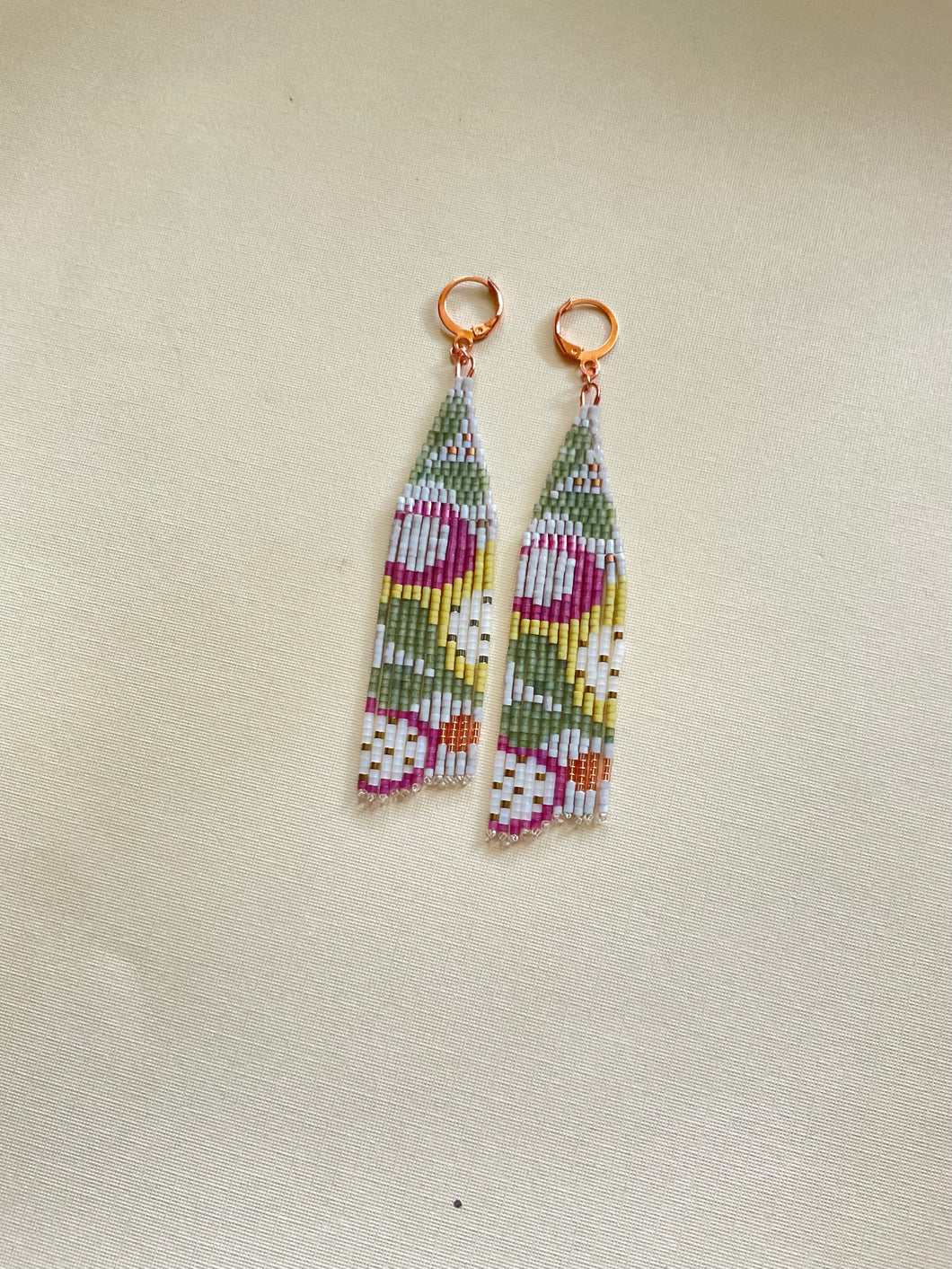 Botanical Beaded Fringe Earrings 3922