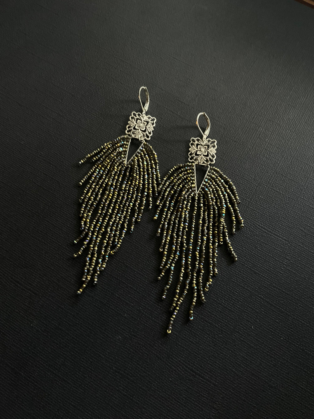 Beaded Fringe Earrings 3928