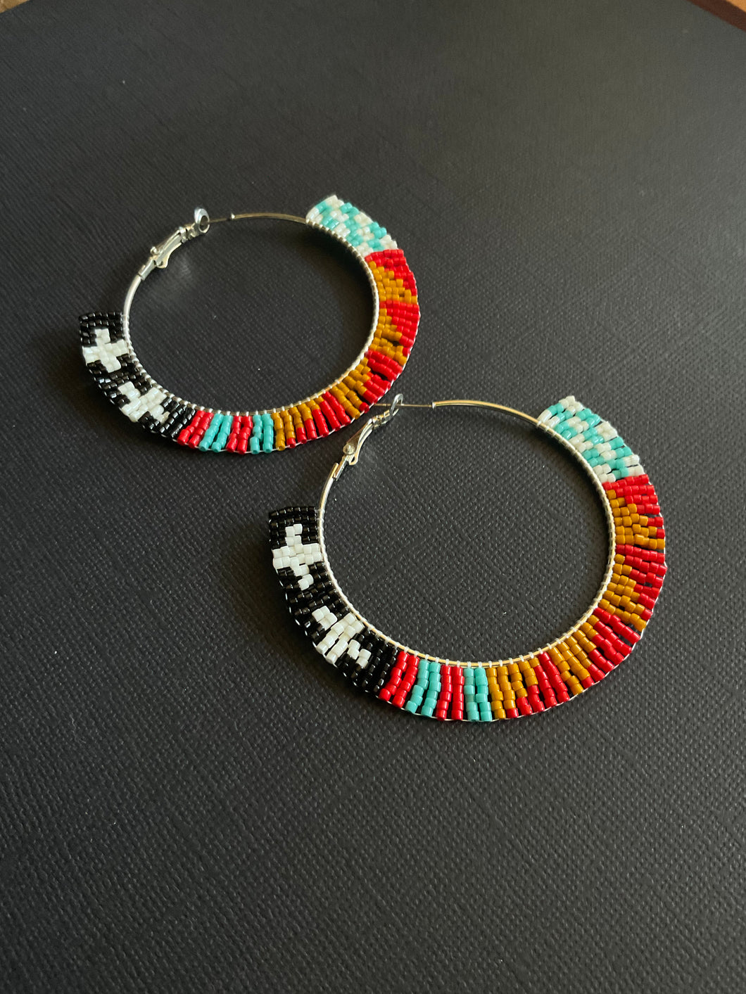 Beaded Hoop Earrings 3942