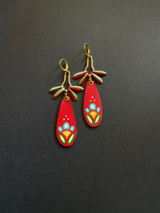 Beaded Leather Drop Earrings 3948