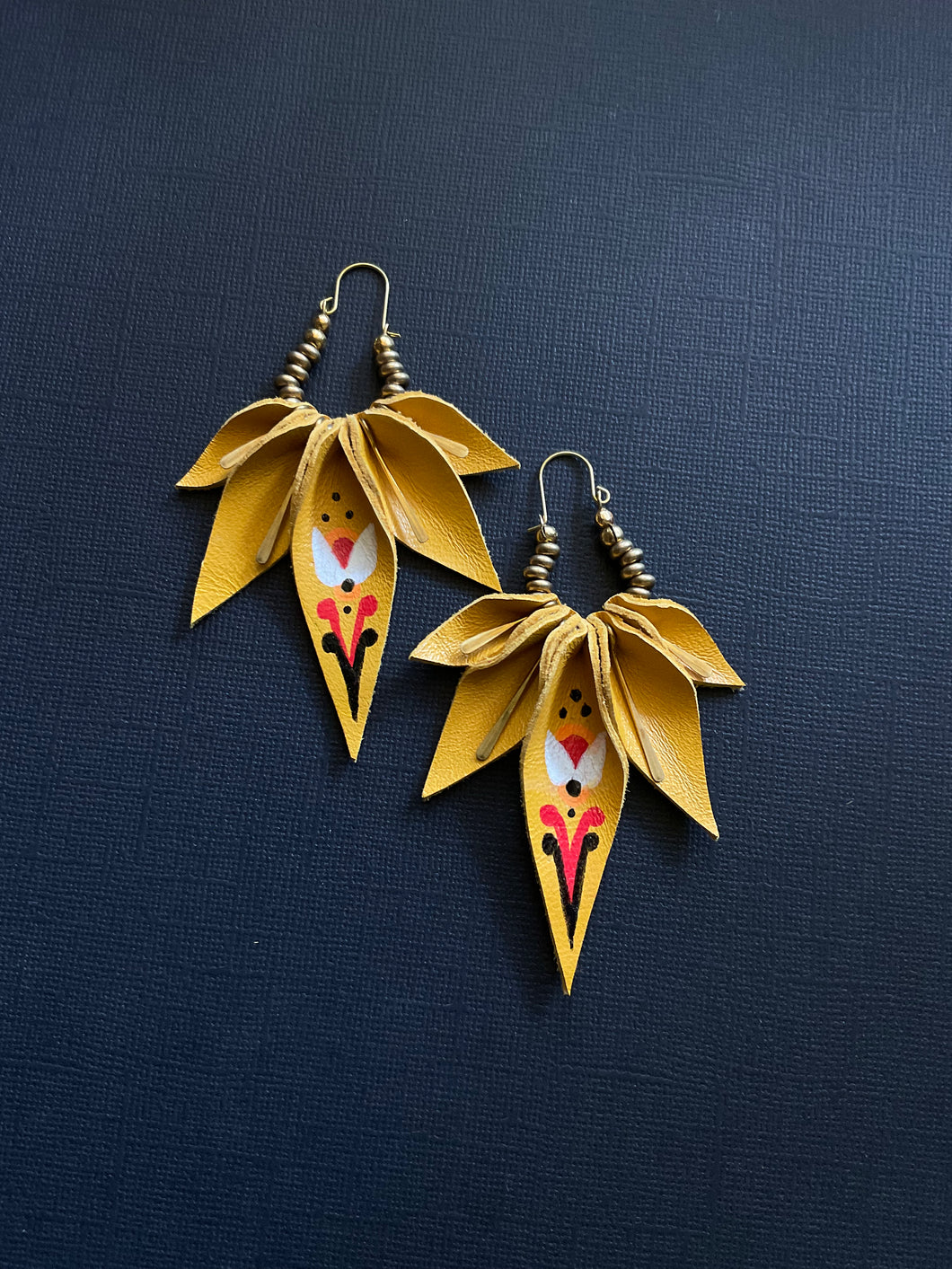 Beaded Leather Drop Earrings 3950