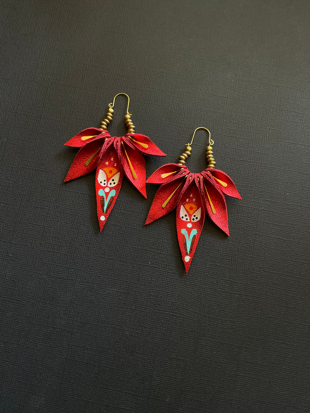 Beaded Leather Drop Earrings 3951