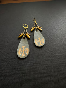 Beaded Leather Drop Earrings 3952