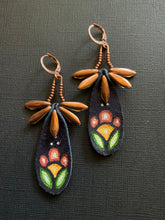 Load image into Gallery viewer, Beaded Leather Drop Earrings 3953
