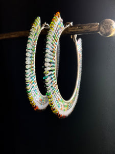 Beaded Hoop Earrings 3974