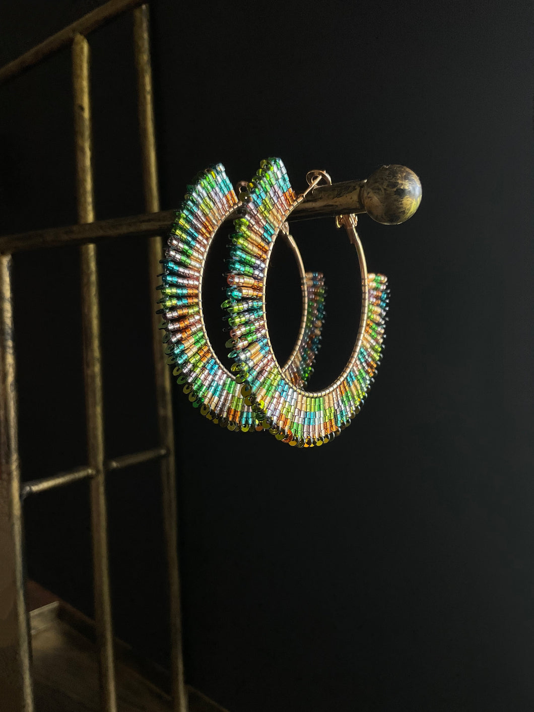 Beaded Hoop Earrings 3977