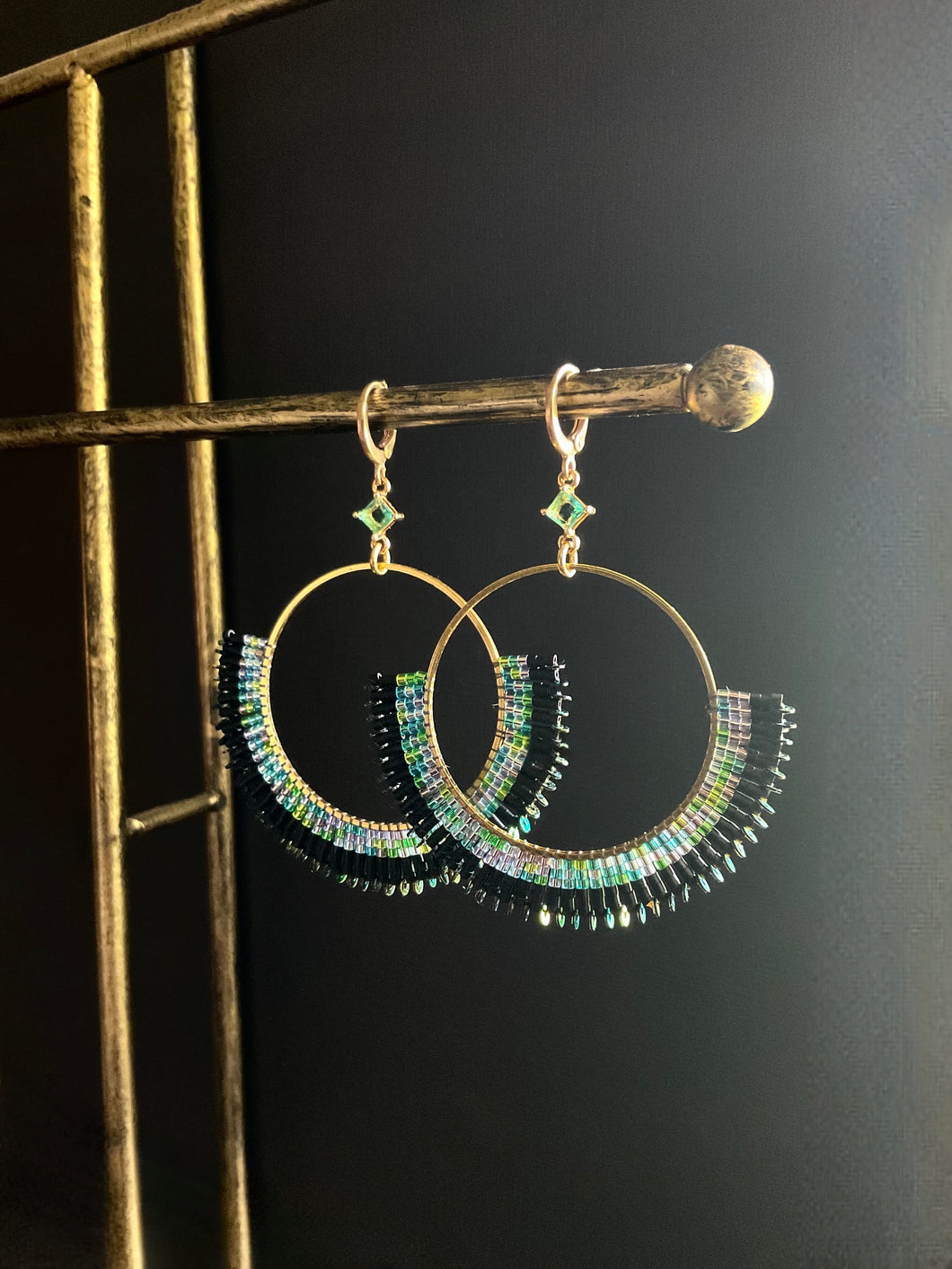 Beaded Hoop Earrings 3978