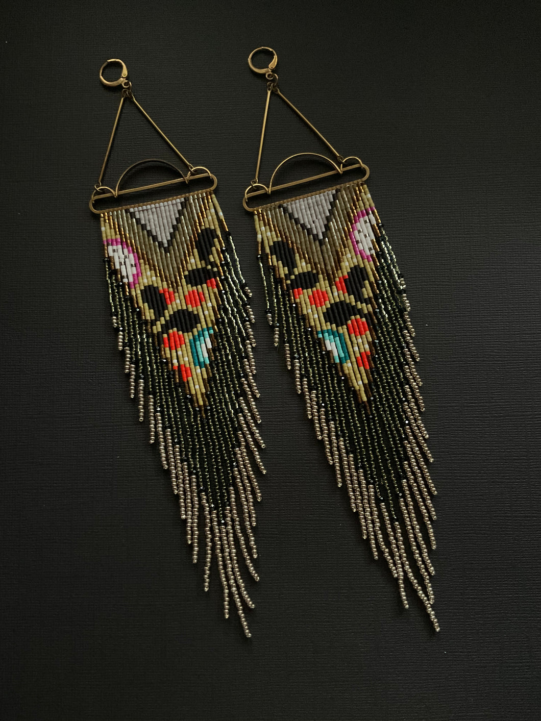 Radical Botanical Beaded Fringe Earrings 4155