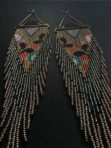 Radical Botanical Beaded Fringe Earrings 4155
