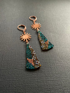 Woven Beaded Drop Earrings 4195