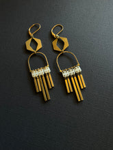 Load image into Gallery viewer, Brass + Bead Drop Earrings 2376
