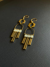Load image into Gallery viewer, Brass + Bead Drop Earrings 2376
