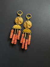 Load image into Gallery viewer, Brass+Bead Drop Earrings 2484
