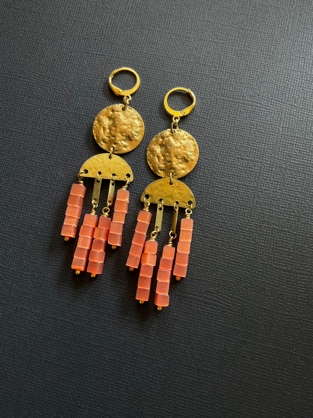 Brass+Bead Drop Earrings 2484