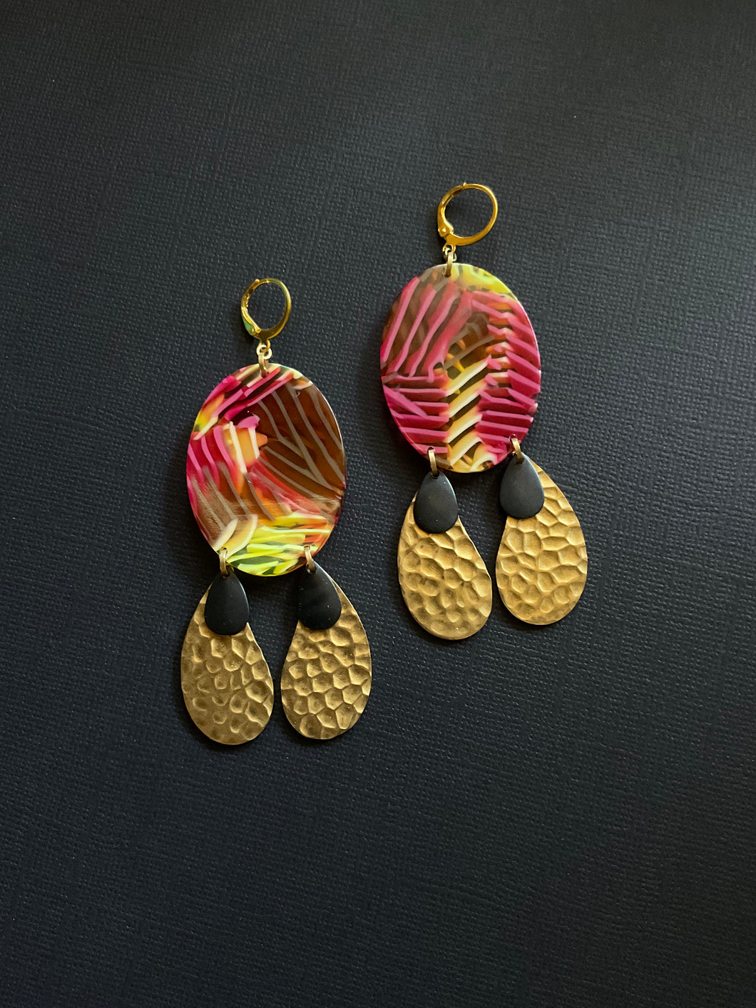 Brass+Bead Drop Earrings 2485