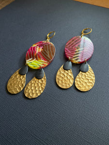 Brass+Bead Drop Earrings 2485