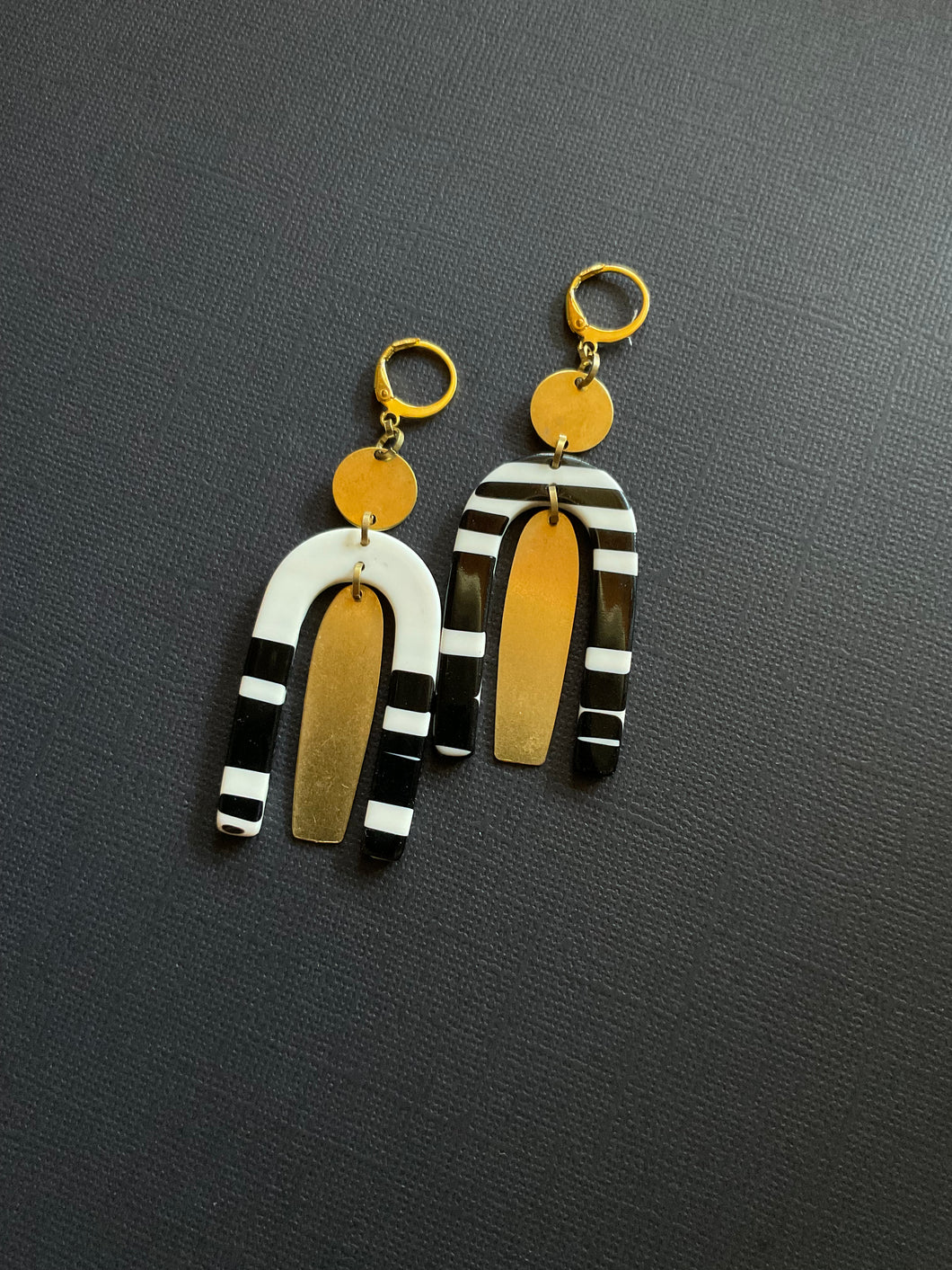 Brass+Bead Drop Earrings 2486