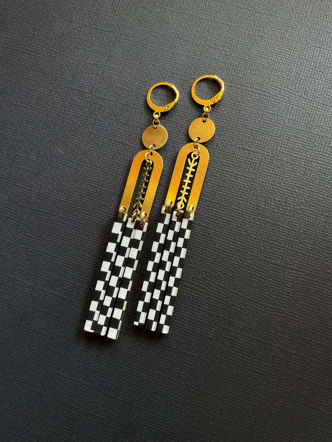 Brass+Bead Drop Earrings 2487