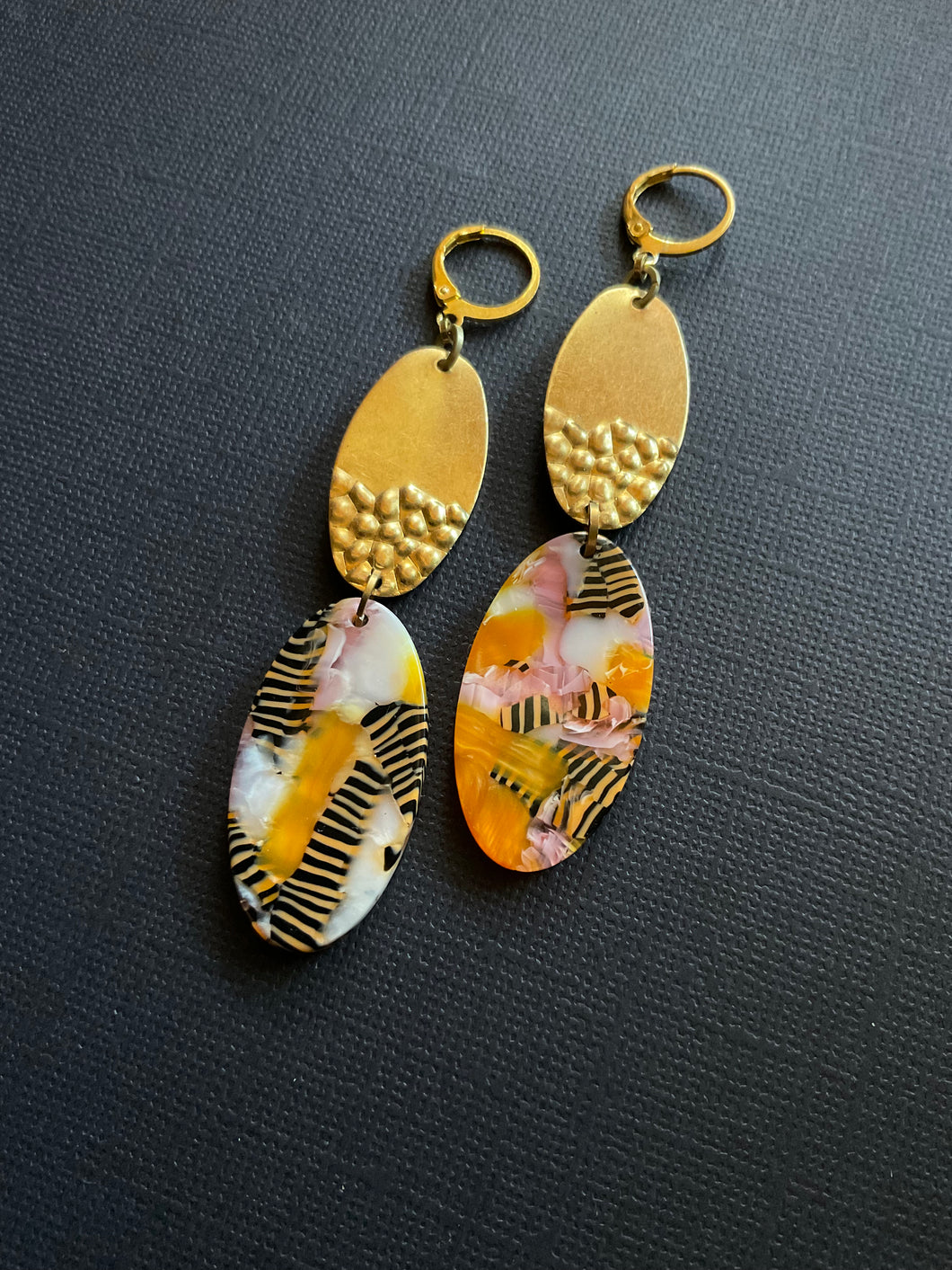 Brass+Bead Drop Earrings 2498