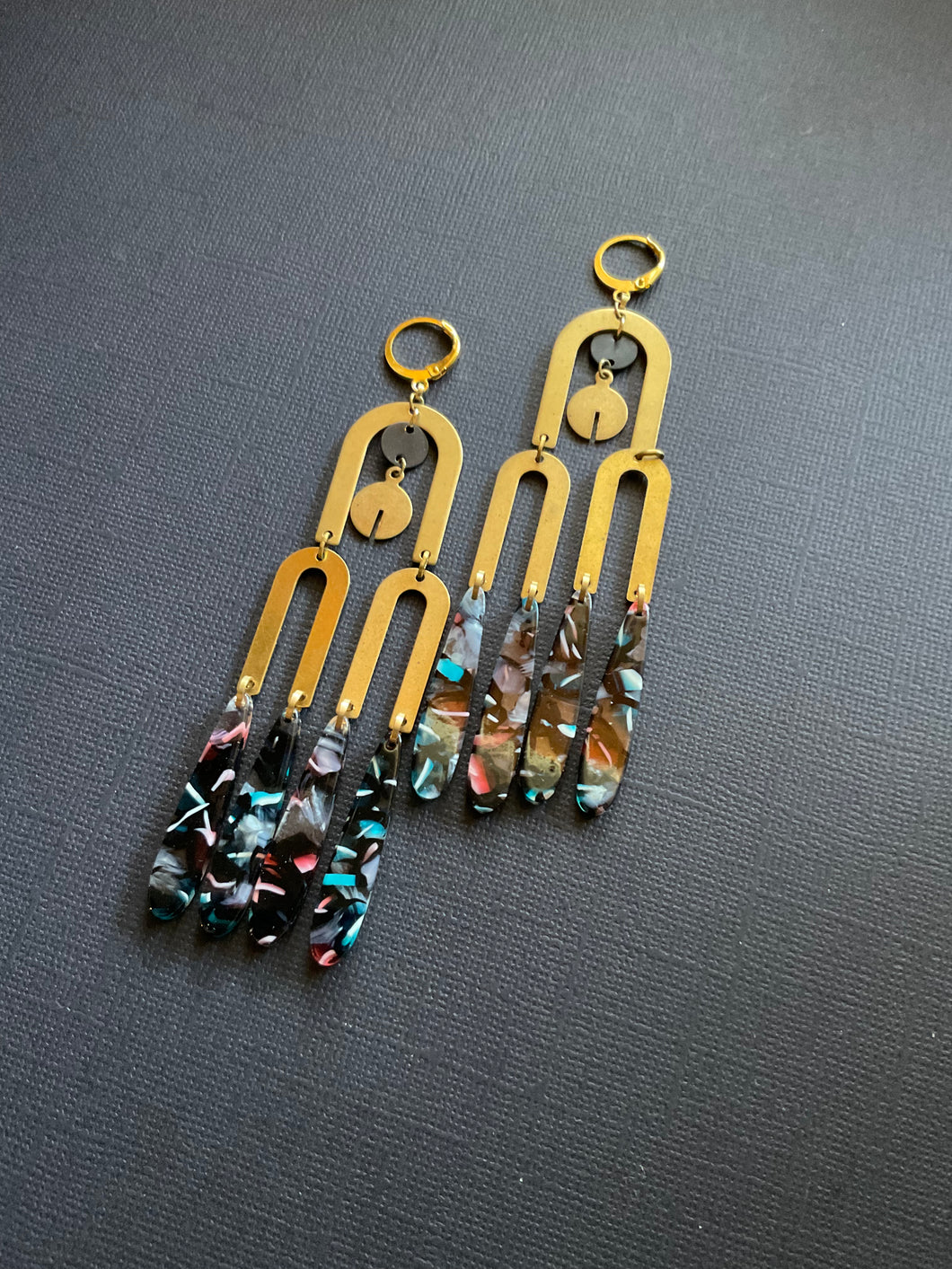 Brass+Bead Drop Earrings 2501