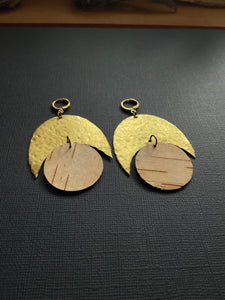 Wiigwaas // Birch Bark Beaded Drop Earrings 2707
