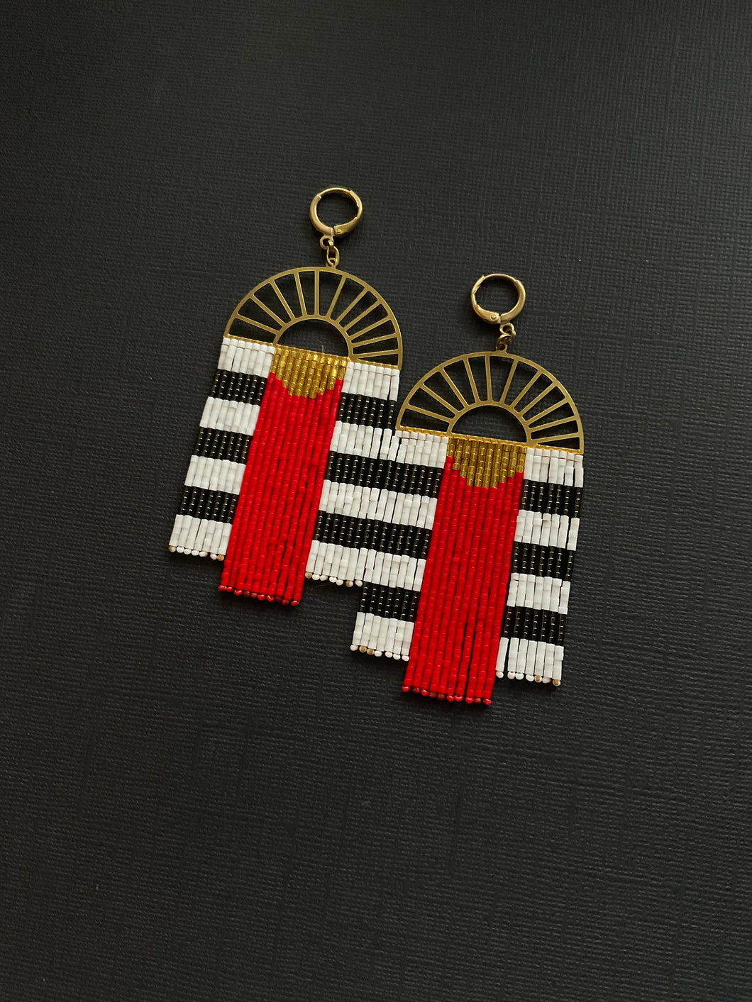 Extra wide Beaded Fringe Earrings 3632