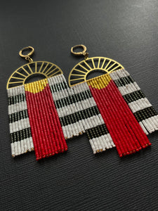 Extra wide Beaded Fringe Earrings 3632