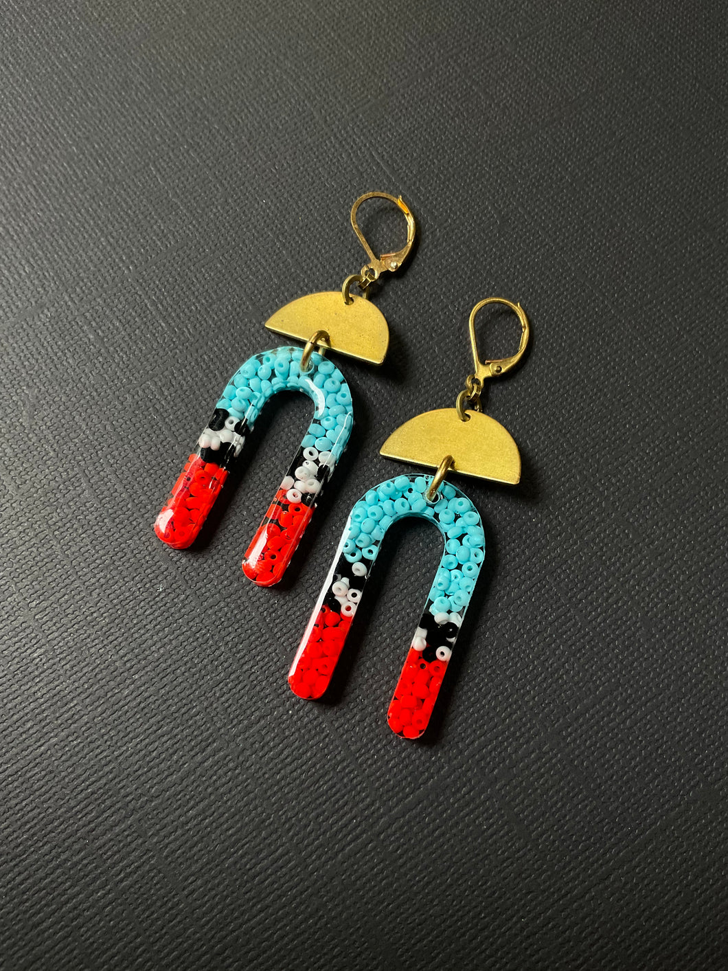 Resin + Bead Drop Earrings 2060